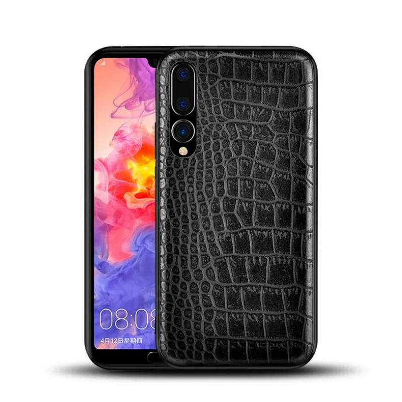Роскошный 3D чехол для телефона из крокодиловой змеиной кожи для huawei P20 Pro P20 lite, черная винтажная деловая кожаная задняя крышка для huawei P20