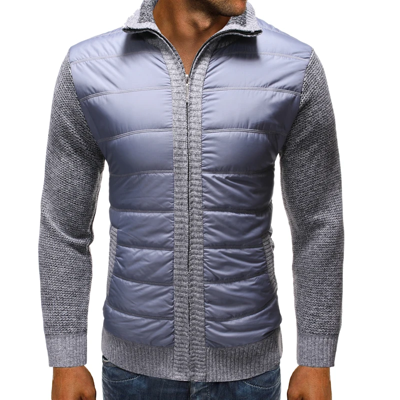 Мужской вязаный кардиган повседневный плотный теплый свитер с соединением
