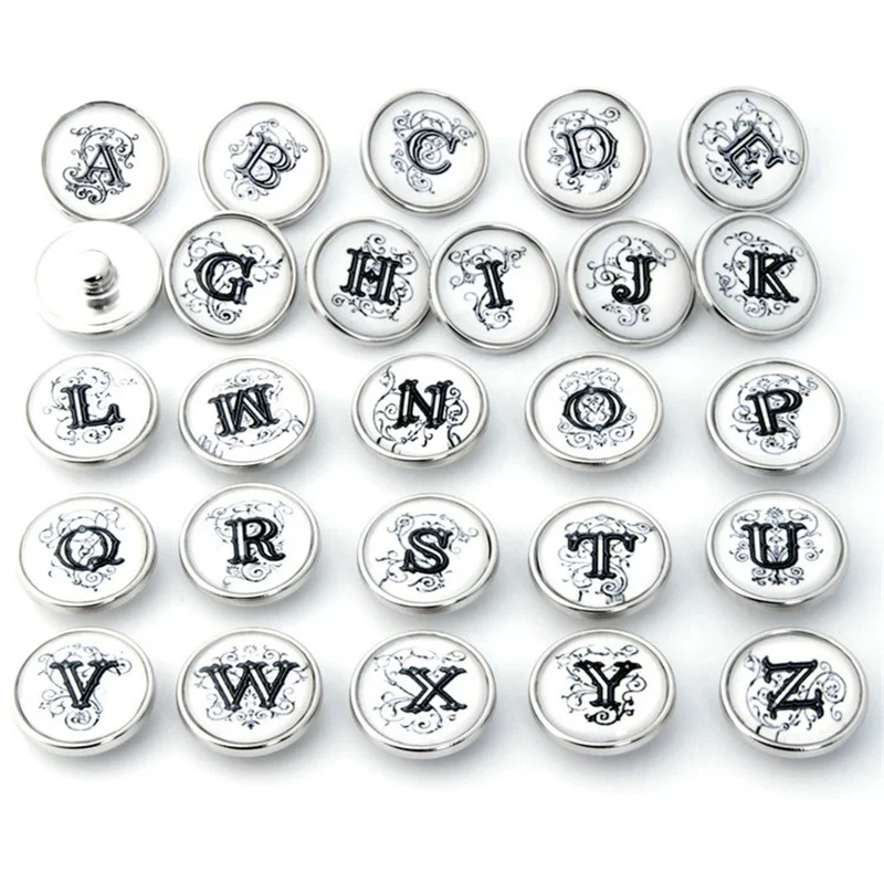 26 шт./лот Начальная A Z греческие буквы Алфавит кнопка оснастки ювелирных изделий