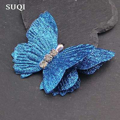 light blue SUQI Броши Булавки с бабочками для женщин блестящая пудра платье шляпа Одежда булавки ювелирные изделия брошь стразы аксессуары - Окраска металла: light blue