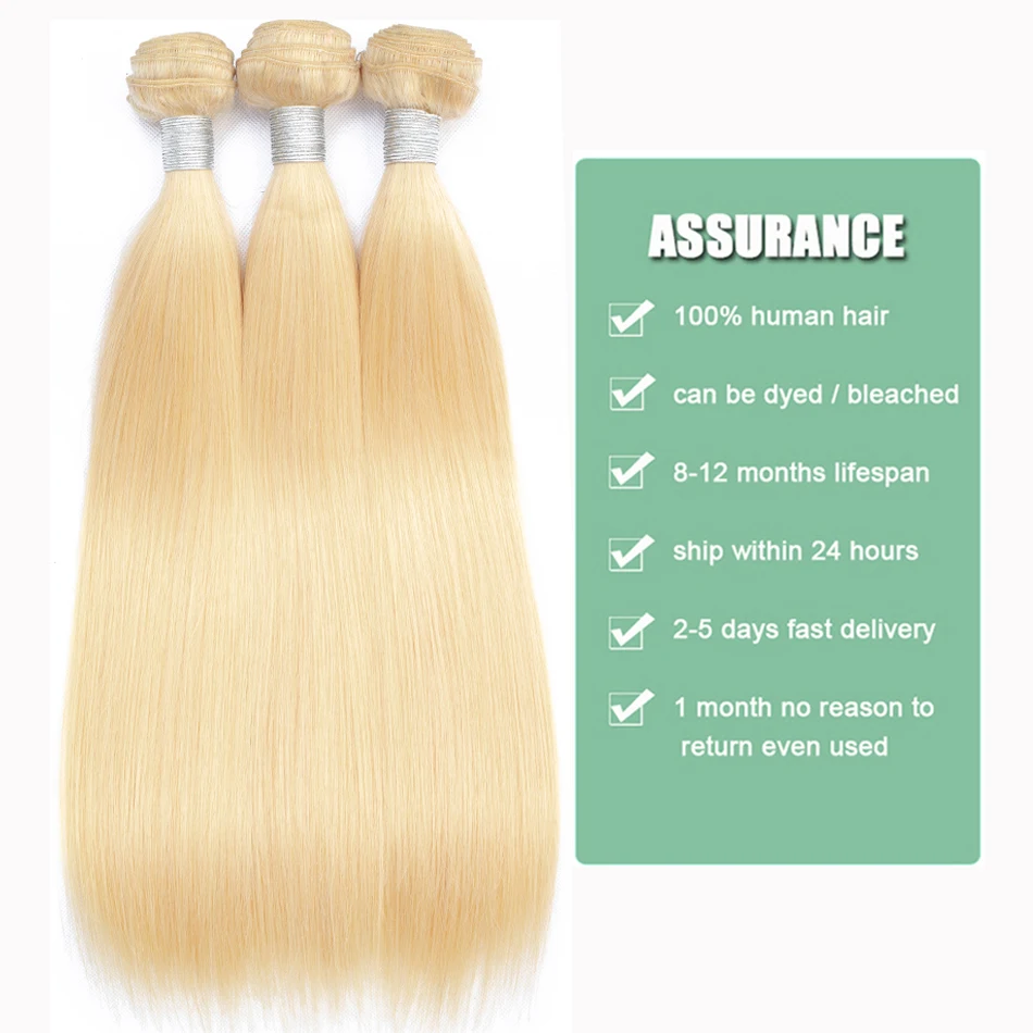 613 Bundles with Closure Straight Tuneful Brazilian Remy Hair Weave 3 Blonde Human Weft | Шиньоны и парики