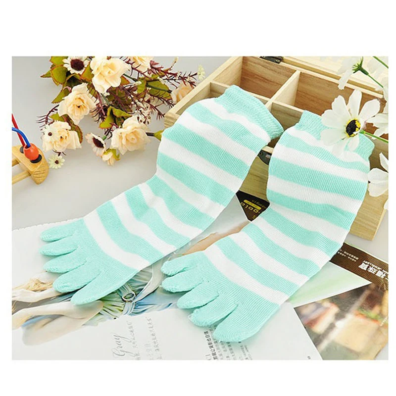 Модные женские полосатые носки с пятью пальцами 3 предмета хлопковые носками