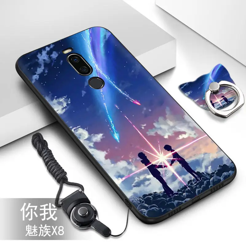 Чехол для Meizu X8, 22 цвета, популярный HD узор, ТПУ, мягкий силиконовый чехол, чехол для Meizu X8, чехол с кольцом brack# VA Funds