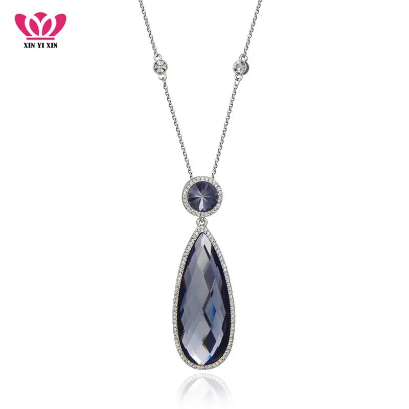 Большая прозрачная подвеска в виде капли воды ожерелье роскошная элегантная