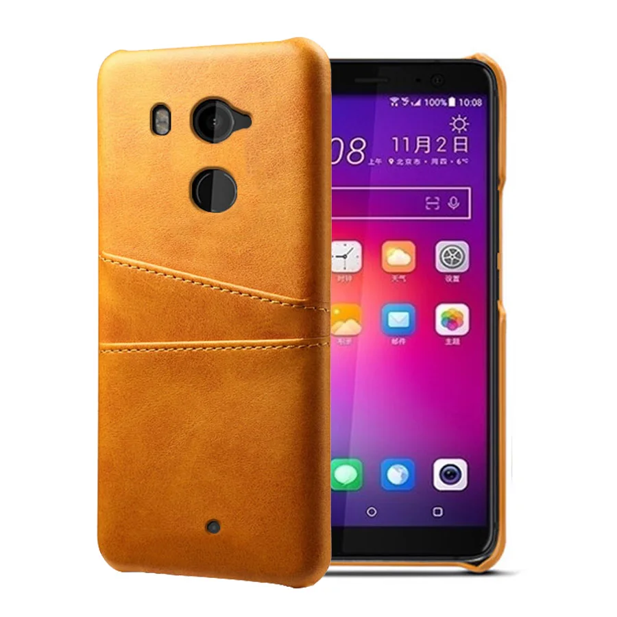 Кожаный держатель для карт чехол для телефона для htc One A9 D12 E9 Plus E9+ M10 Pro M9 Plus U Play Ultra U11 Pro U12 X9 X10 чехол для телефона - Цвет: Оранжевый