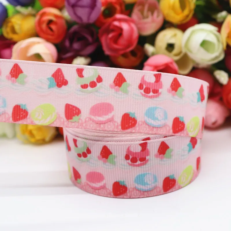 11 50 ярдов Grosgrain лента клубника торт печатная лента " 25 мм пробки для бутылок DIY ремесла аксессуары ручной работы M19070902 - Цвет: 11