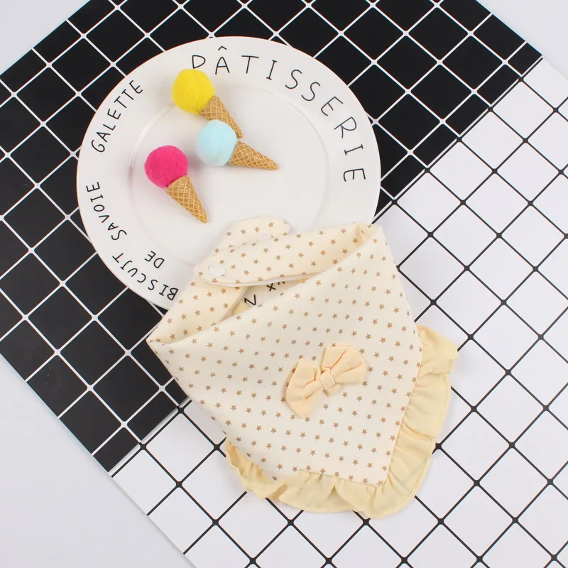 1PC Baby Girl Bibs Absorb Cotton Triangular Towel Infant Bow Design Bandana Children Cartoon Bib Toddler Waterproof Cloth | Детская