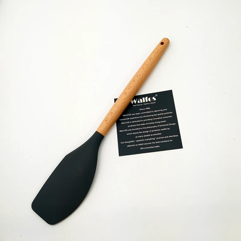 spatula E WALFOS Пищевая силиконовая посуда с деревянной ручкой кухонная посуда кухонные инструменты Лопатка и ковш кухонные принадлежности - Цвет: spatula E