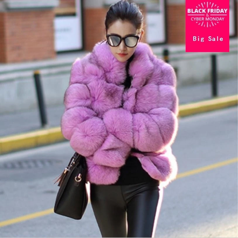 2018 winter fashion new faux fox fur coat womens stang collar stitching imitation fox fur jacket fur outwear L1309 wholesale DHL