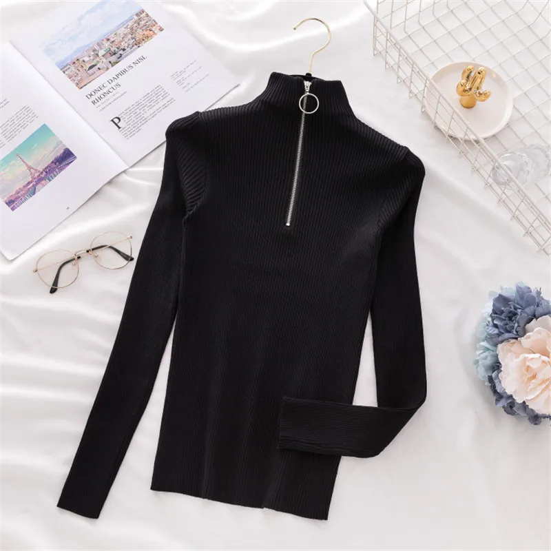 Neploe Zipper Slim Grace Women Sweater Solid Knitted Female Pullover 2020 Autumn Winter New Fashion Vintage Sueter Mujer 69170 | Женская