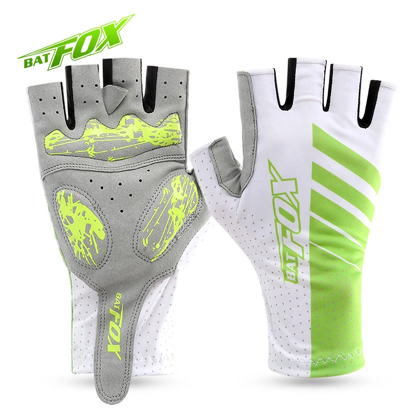BATFOX-guantes de medio dedo para ciclismo, transpirables, a prueba de golpes, antideslizantes,...