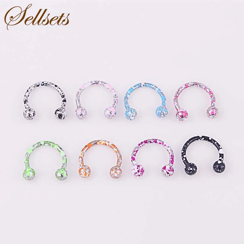Sellsets Mix 8 шт. новое покрытие из нержавеющей стали украшение для пирсинга в форме подковы шары округлые микроштанги для носа и губ кольца ювелирные изделия для тела оптом
