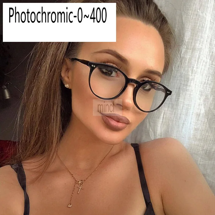 Женские фотохромные готовые очки для близорукости с котом фоточувствительные