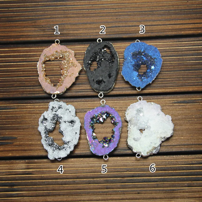 5 шт. 6 цветов необработанные друзы Разъемы Ювелирных изделий AB титана Обрезной