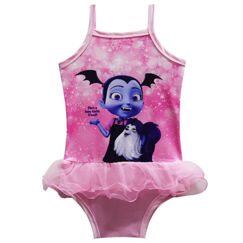 Новинка 2018 платье для девочки Vampirina бикини vaiana цельнокроеное плавания с бантом