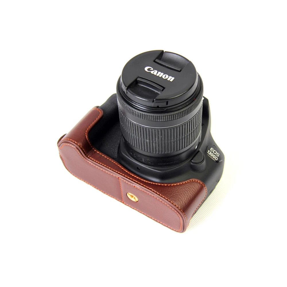 Натуральная кожа Mochila Fotografia камера сумка нижний чехол для Canon 1300D половина тела крышка база батарея открытие