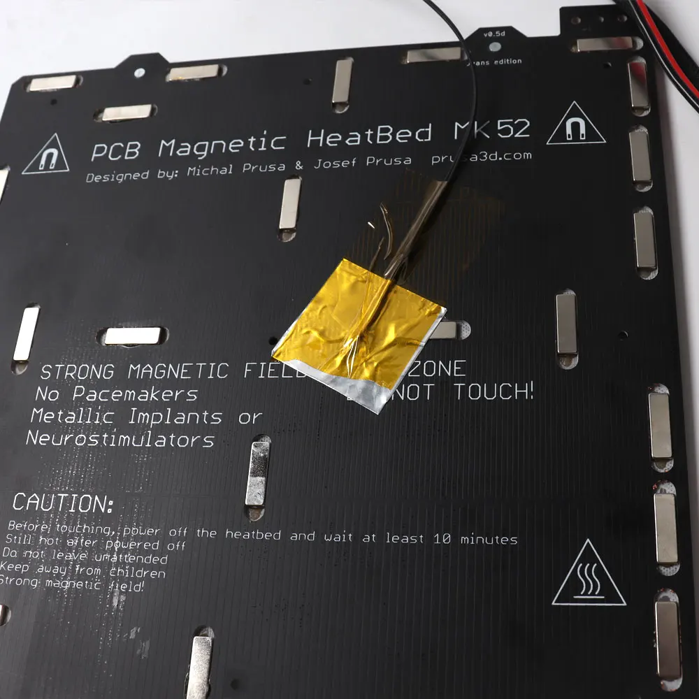 Prusa i3 MK3/MK3S MK52 кровать с подогревом 24V в сборе, N35UH магниты, силовой кабель, Термистор, текстильный рукав для DIY 3D принтера