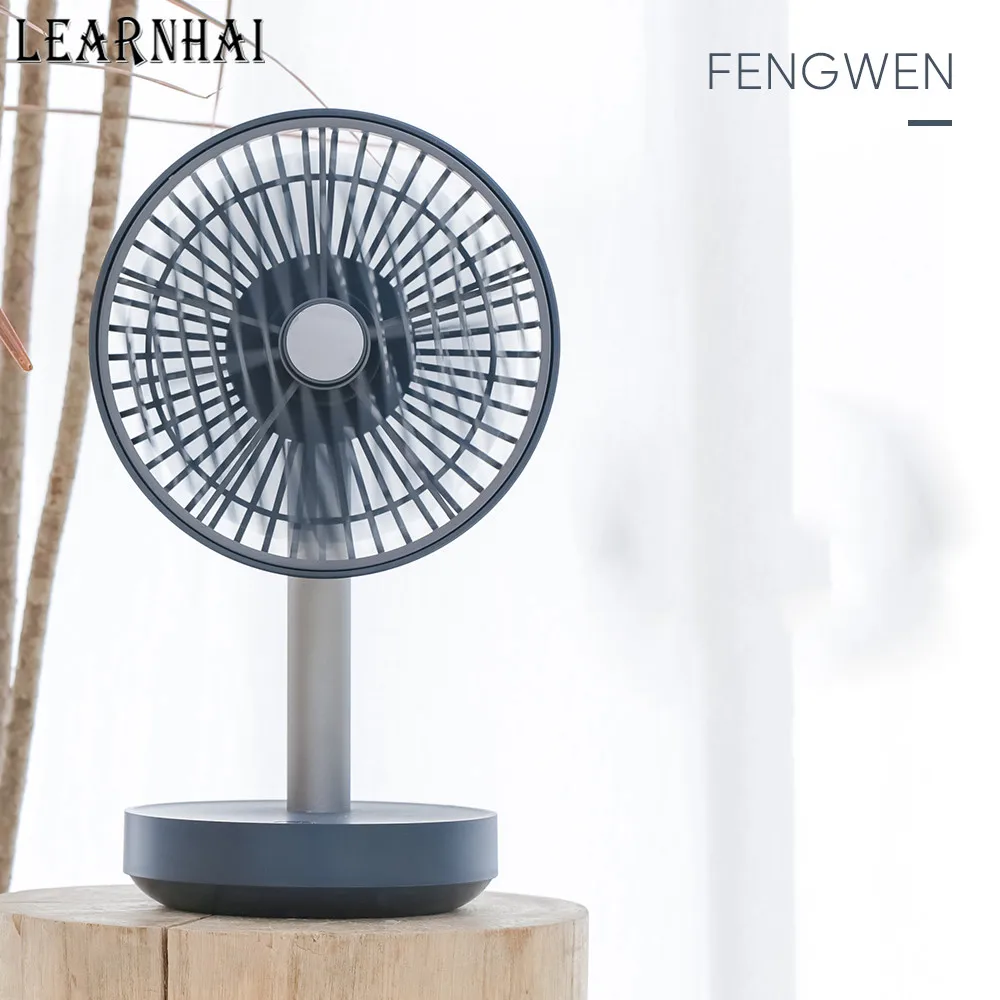 Green LEARNHAI P20 4-Скорость Регулируемый небольшой настольный бесшумный вентилятор USB DC 5V В комплект входят 3 лезвия кулер с 4000 мА/ч, Перезаряжаемые литиевая батарея - Цвет: Green