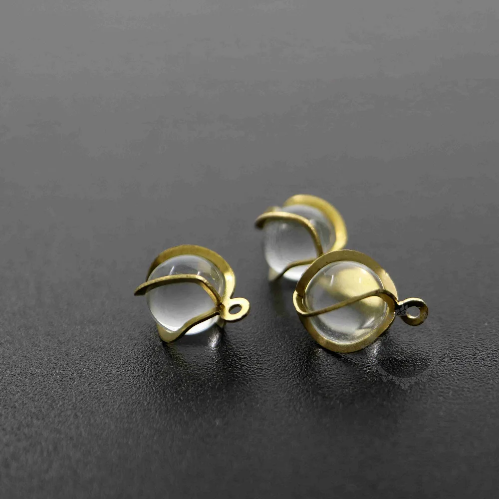 10 мм Винтажный стиль сырой латуни с прозрачными стеклянные бусины Сделай Сам