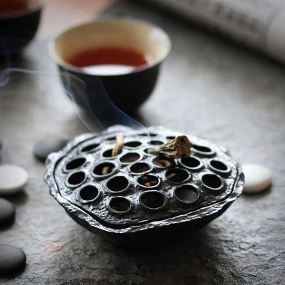 Lotus seedpod, металлический сплав, латунь, медная палочка, катушки, ладан, цинковый сплав, курильница, благовония - Цвет: A burner