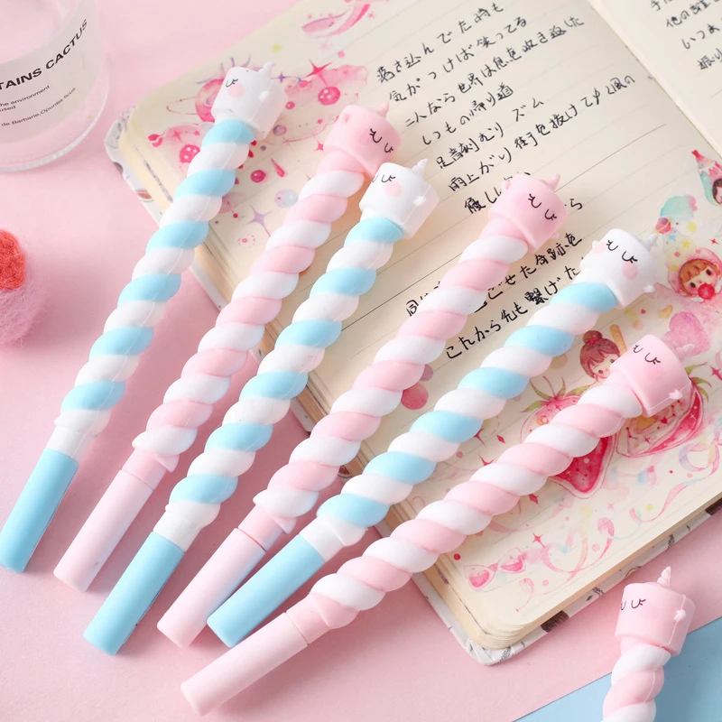 4 шт. нейтральные ручки для письма в виде единорога карамельных цветов|Гелевые