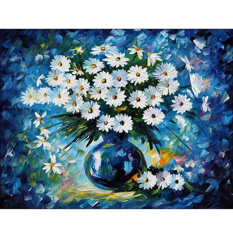 Diy Алмазная картина Картина маслом Хризантема ваза для цветов вышивка