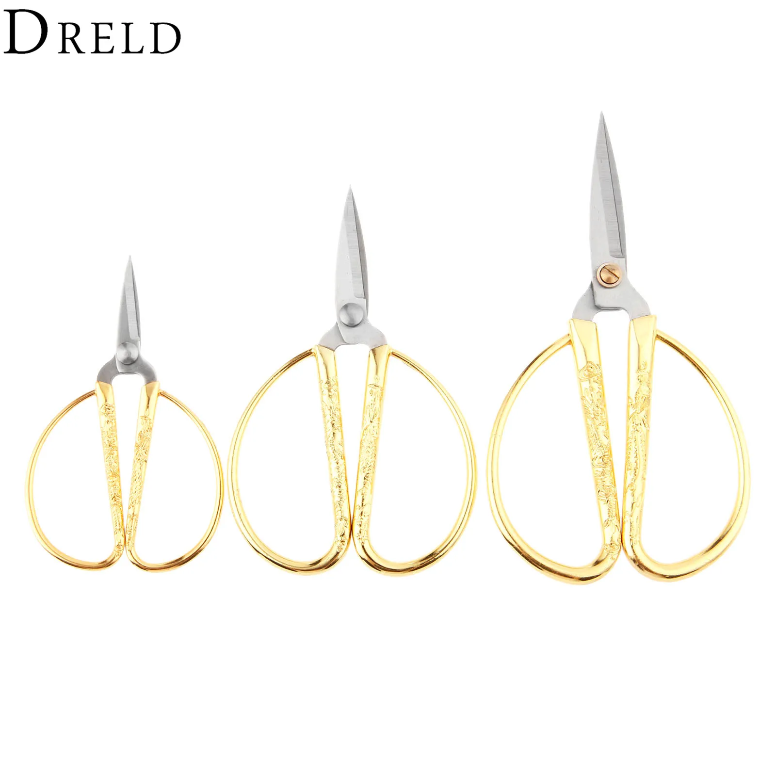 

DRELD 1Pc Gold Sewing Scissors Short Cutter Steel Vintage Tailor Scissors Handicrafts DIY Handmade Sewing Supplies 8.7/10.9/13cm