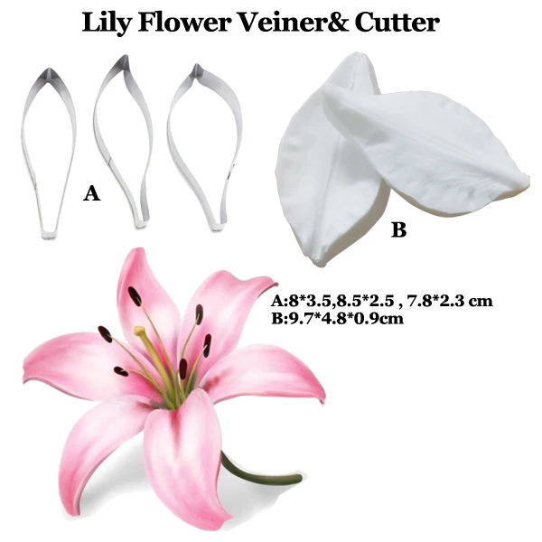 Lily Petals Veiner силиконовая форма для торта, шоколада, помадки, силиконовые формы, кубики льда, формы для украшения торта, DIY CS372