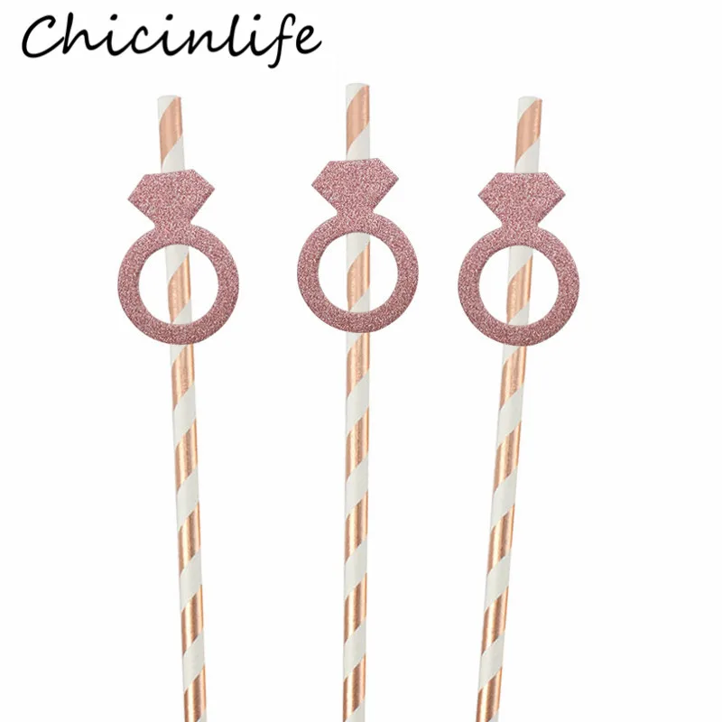 

Chicinlife 10 шт. соломинки из красного золота с бриллиантовым кольцом девичника украшение для вечеринки свадьбы помолвки свадебного торжества п...