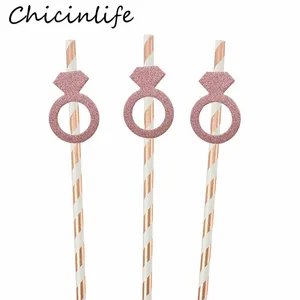 Chicinlife 10 шт. соломинки из красного золота с бриллиантовым кольцом девичника украшение для вечеринки свадьбы помолвки свадебного торжества принадлежности для девичвечерние