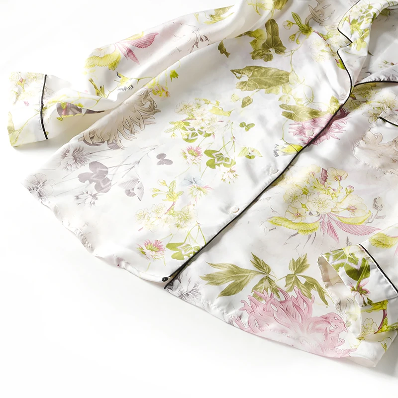 Шелковые женские пижамы 100% натурального шелка с цветочным принтом удобные