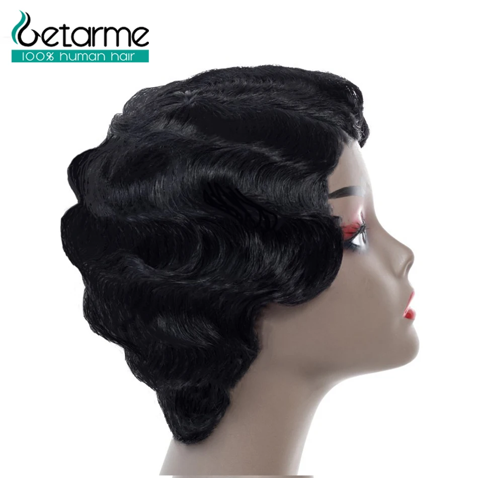 Getarme волосы Короткий Палец волнистые парики боб парик Pixie Cut парик для черных женщин бразильские не Реми волосы короткие человеческие волосы парики