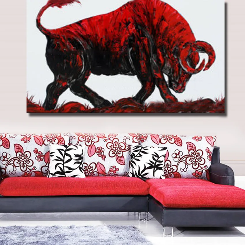 Горячая Распродажа 100% ручная работа абстрактные животные боевой бык картина