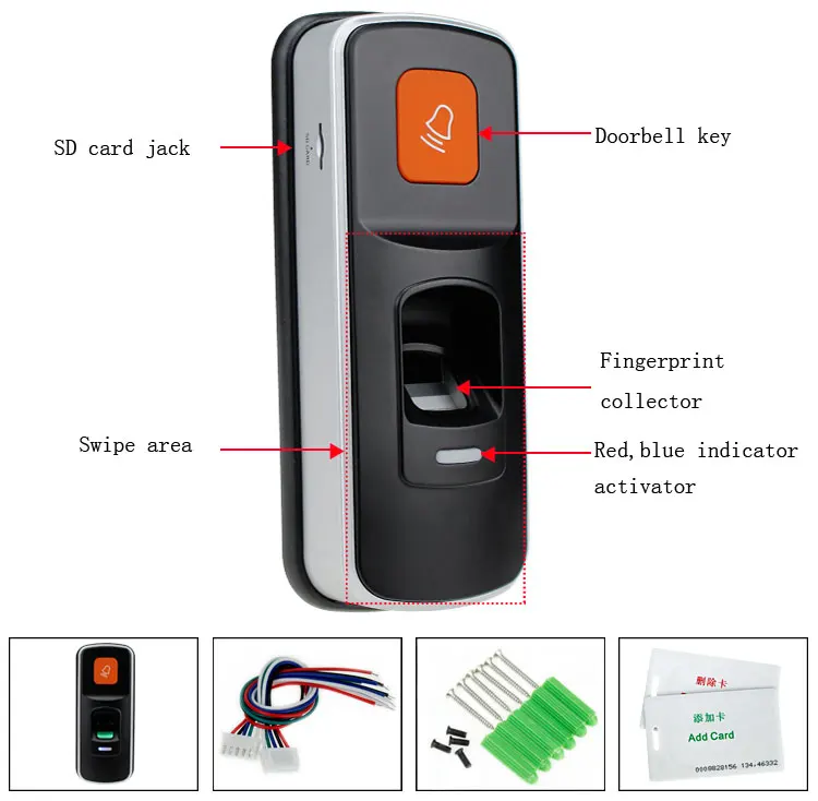 RFID автономный считыватель отпечатков пальцев, считыватель отпечатков пальцев, биометрический контроллер доступа, Открыватель двери, поддержка SD карты