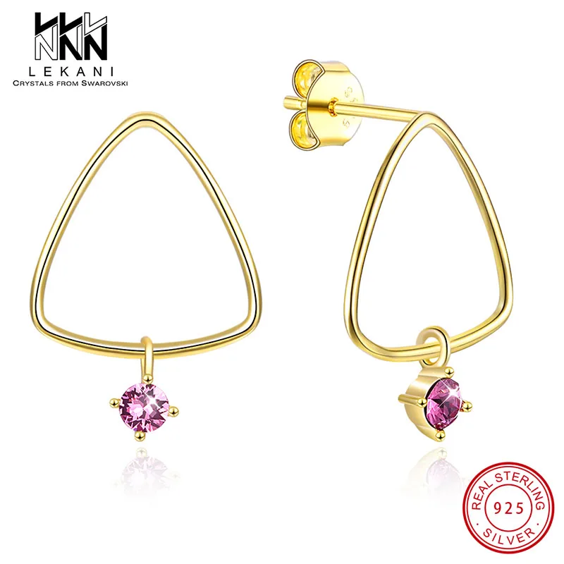 Серьги из стерлингового серебра 925 пробы с розовыми кристаллами Сваровски