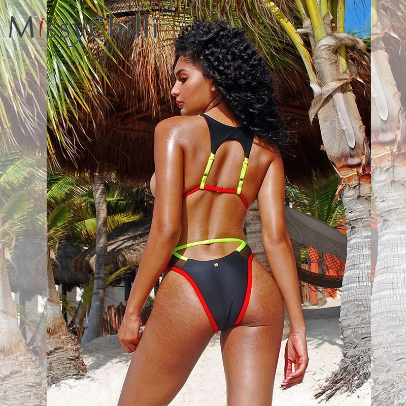 MissyChilli неоновый черный сексуальный Летний Бикини микро женщины треугольный