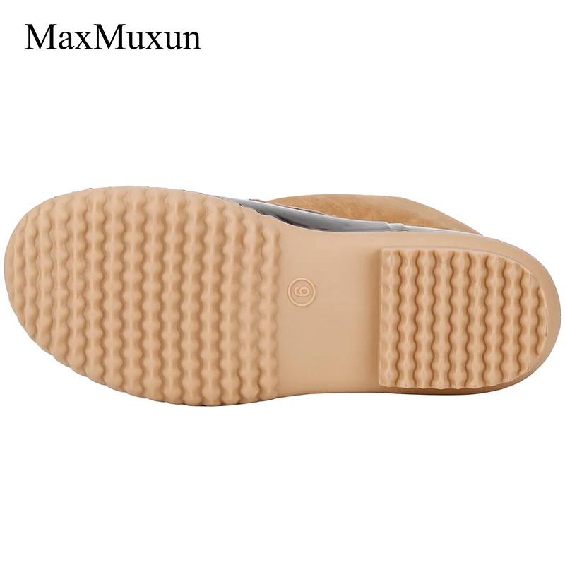 Женские зимние ботинки MaxMuxun резиновые полусапожки на шнуровке из искусственной