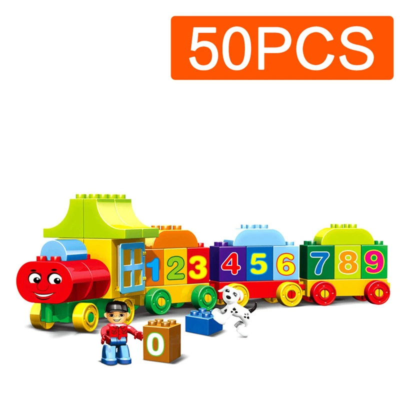 50 шт. количество Duplo поезд строительные блоки совместимы с LegoINGlys кирпич обучающие