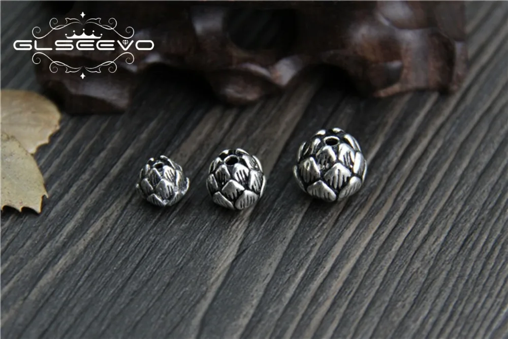 5pcs Vintage 925 Sterling Silver Beads Engrave Lotus Flower DIY Bracelet Necklace Bangle Spacer XA0552 | Украшения и аксессуары