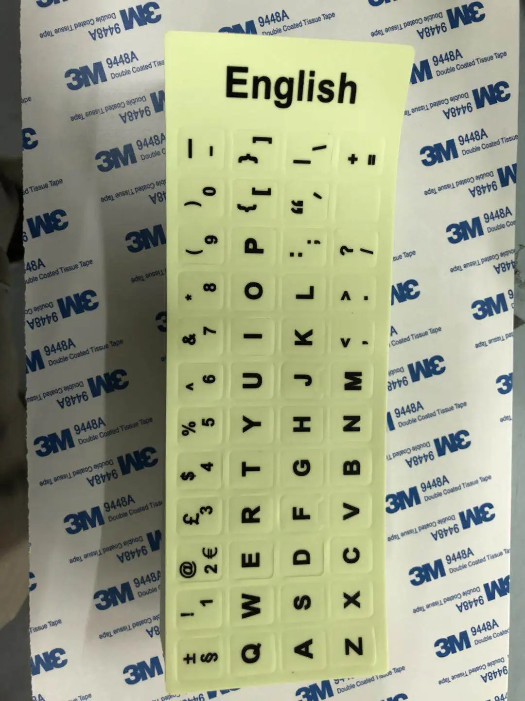 English Светящаяся пленочная клавиатура, наклейка, люминесцентная, тайская, Тайваньская, арабский, корейский, английский, русский, испанский, итальянский, немецкий, иврит - Цвет: English