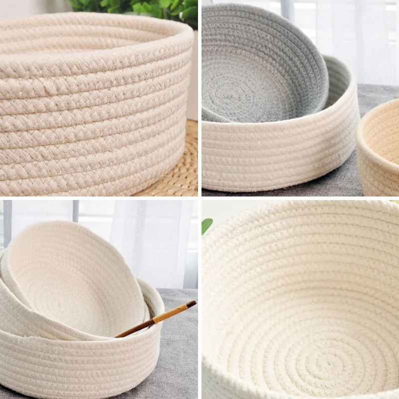 

3pcs/set Cotton Thread Storage Baskets Foldable Round Oval Laundry Fabric Clothes Baby Toys Suneries Organizer Belly Basket