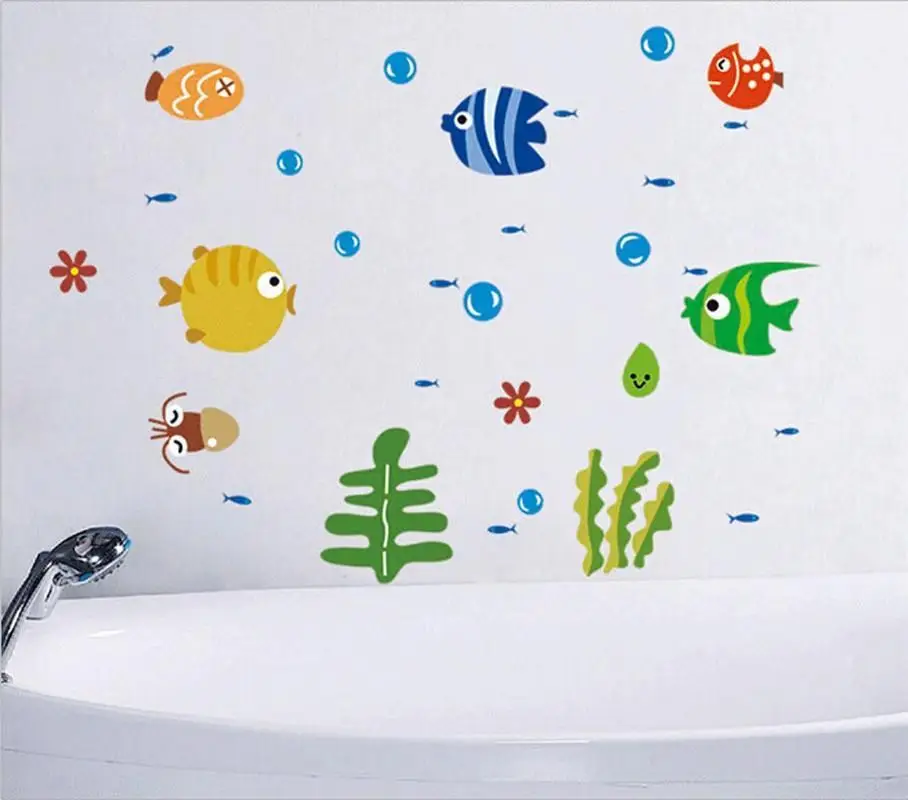 Тропический настенный стикер рыбка для декора Детская ванна плавательные