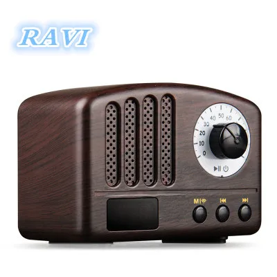 Деревянный Ретро беспроводной мини Bluetooth динамик AUX вход TF карта fm-плеер