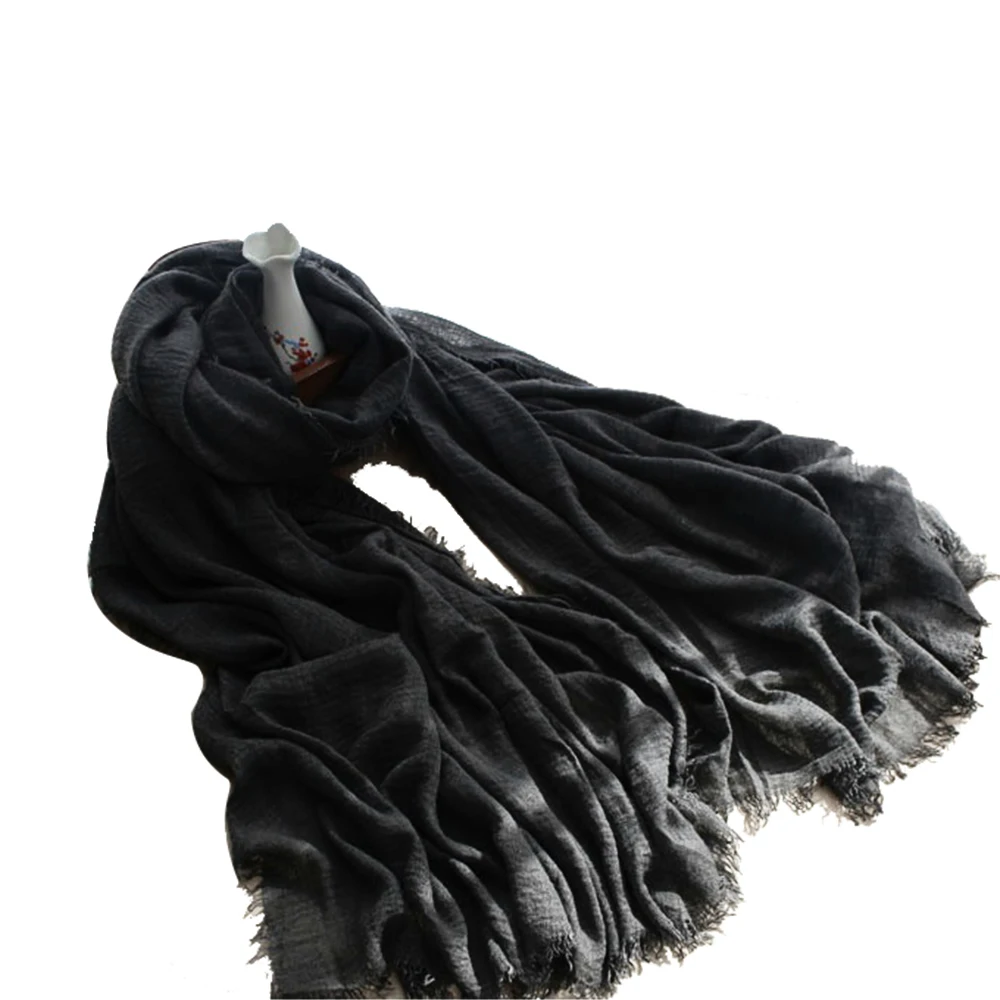 Женский шарф из хлопка и льна с кисточками зимний винтажный Харадзюку хиджаб