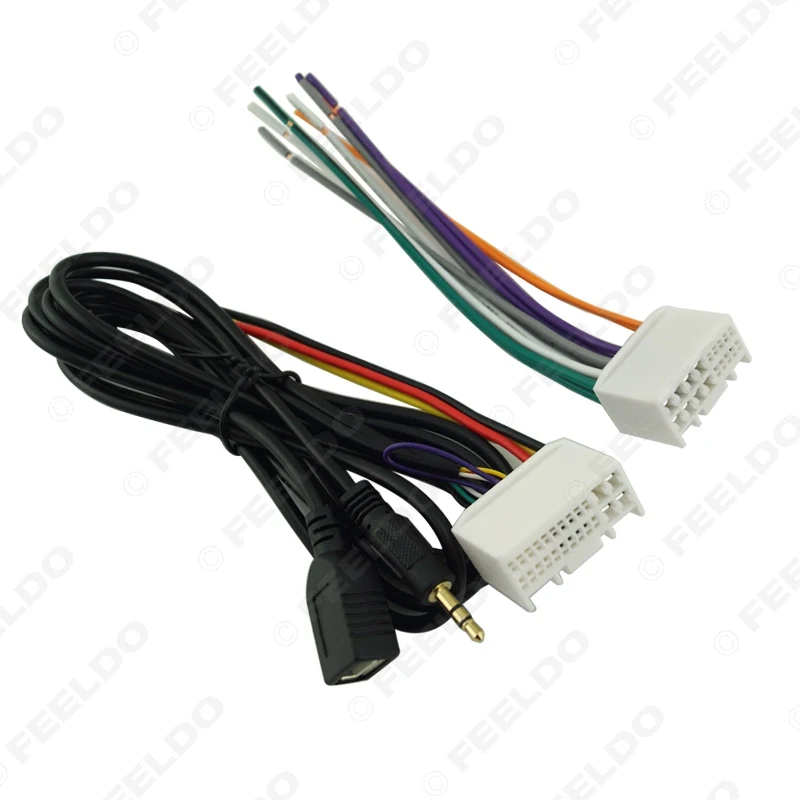 FEELDO 1 комплект автомобильный аудио CD стерео адаптер жгута проводов с USB/AUX (3 5 мм)