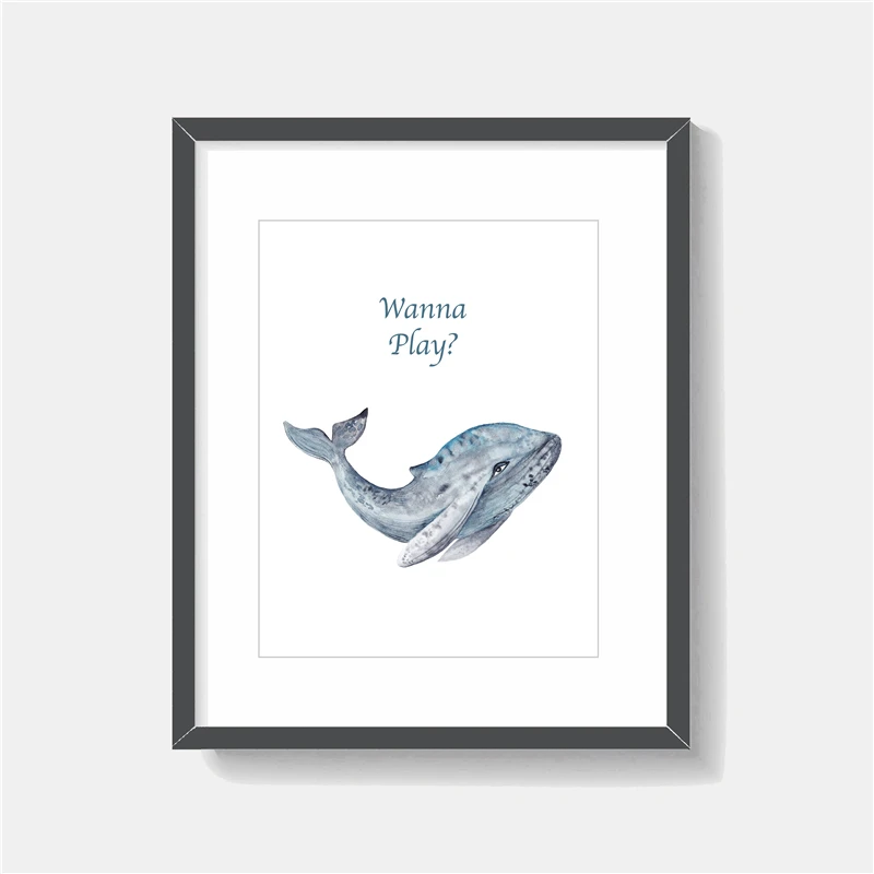 Humpback КИТ минималистское полотно с масляной печатью плакат настенная