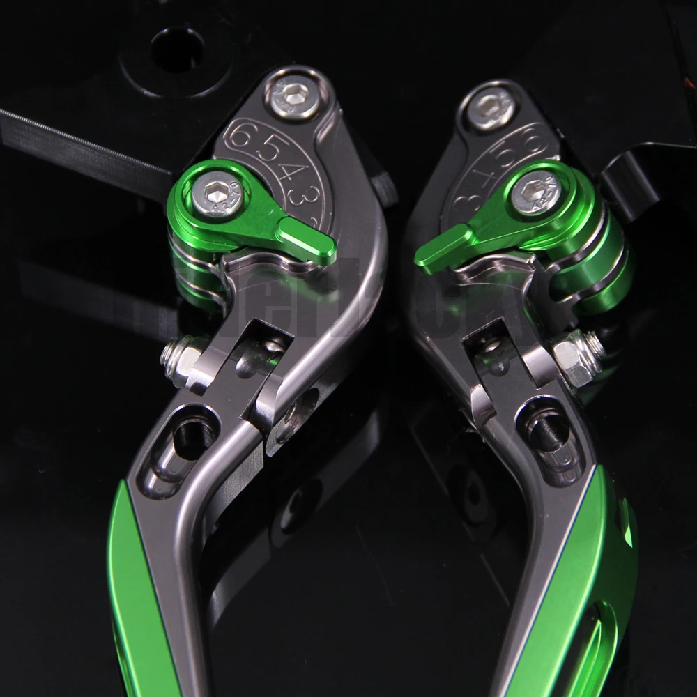 Зеленые + титановые Складные Выдвижные рычаги тормозной муфты для Kawasaki ZR750 ZEPHYR 1991