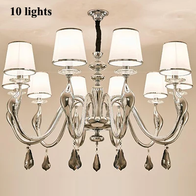 10 lights Современные лебединые светодиодные люстры, освещение для гостиной, хромированная металлическая светодиодная подвесная люстра, подвесные светильники, светильник для столовой - Цвет абажура: 10 lights