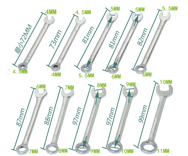

Mini Metal Box-end Wrenches Spanner Set Key Chain Ring Key Ring Gift
