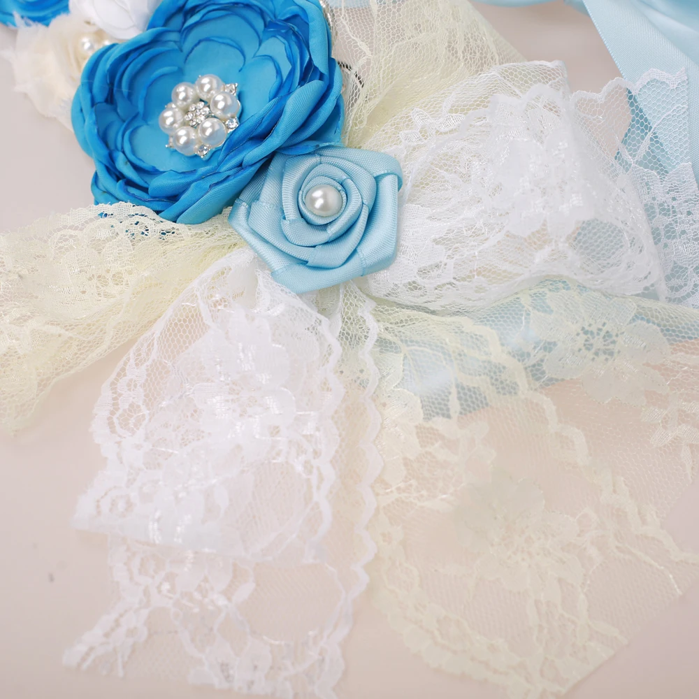 1 шт. синий пояс для беременных атласный с перьями кружевной цветами маленьких